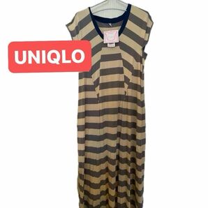 未使用品　UNIQLO ユニクロ　オッズセカンドコラボ*ボーダーマキシワンピース ロングワンピース ボーダー　細見え　マタニティ