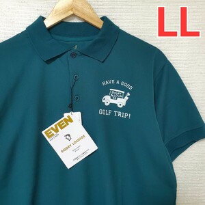 EVEN BOGEY LOUNGE ボギーラウンジ 半袖 ポロシャツ 新品 メンズ 紳士 LLサイズ 2L XL 緑 グリーン ロゴプリント golf ゴルフウェア