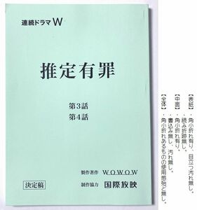 台本『 推定有罪 』第３話・第４話　仲村トオル 黒木瞳 ミムラ 本仮屋ユイカ 寺島進 中村俊輔 國村隼 早苗光子 竜雷太 陣内孝則