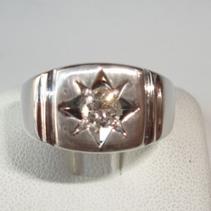  free shipping pt900 diamond 1 stone 0.31ct for man signet ring used pawnshop exhibition 