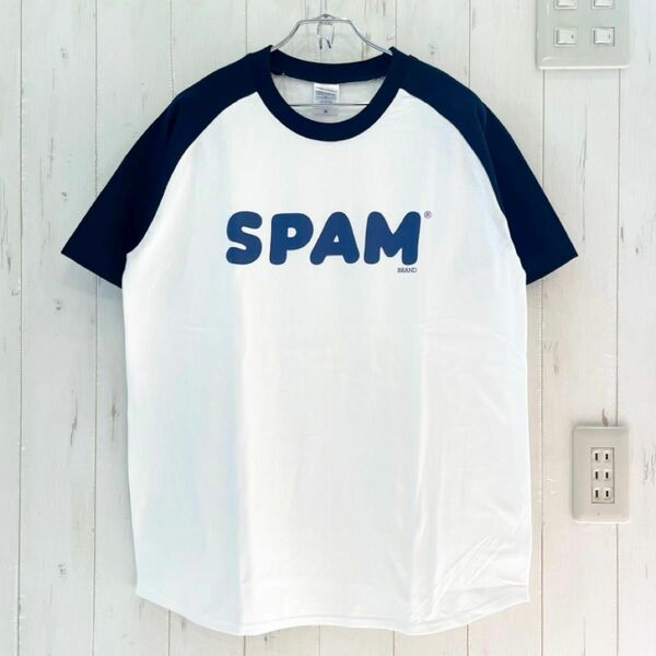 SPAM T-SHIRT BURGER LOGO ラグラン ハンバーガー スパム Tシャツ アメリカン アメカジ メンズ ロゴ