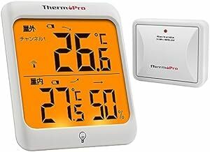 ThermoProサーモプロ 湿度計 温湿度計ワイヤレス 室外 室内温度計 最高最低温湿度値表示 高精度 LCD大液晶画面 バック