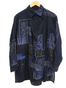 美品 Y's ワイズ 20AW ウールジョーゼット チュニック丈ブラウス 1 変形ドレープ 参考定価 約￥103,400-