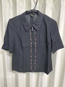美品 レリアン leilian 花 刺繍 羽織り 半袖 半袖シャツ サイズ11