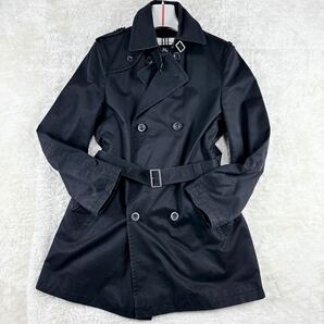 1円 良品 M~L バーバリーブラックレーベルBURBERRY BLACK LABEL 2way トレンチコート ライナー付 ノバチェック ロゴボタン メンズ ブラックの画像2