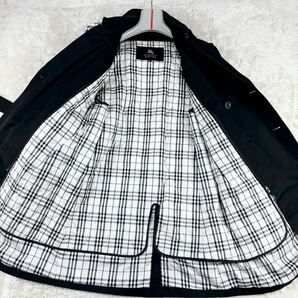 1円 良品 M~L バーバリーブラックレーベルBURBERRY BLACK LABEL 2way トレンチコート ライナー付 ノバチェック ロゴボタン メンズ ブラックの画像4