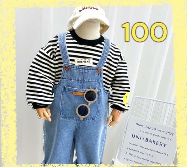 【新品】 キッズ デニム ベビー サロペット 子供服 オーバーオール 100