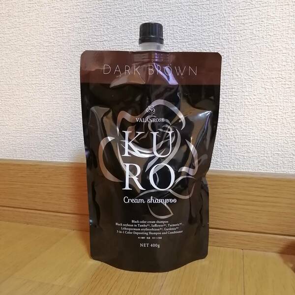 バランローズ KURO クリームシャンプー 400g ダークブラウン 白髪染め VALANROSE クロクリームシャンプー