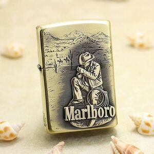 1円～希少品 新品喫煙具 ZIPPO Marlboro ジッポー マルボロ オイルライター 重量感 真鍮 未使用　
