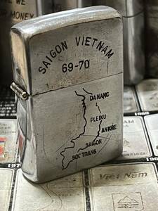 1969 year made Vietnam Zippo -[ Vietnam map ]SAIG Vintage that time thing military 