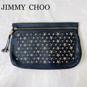 1 иен [JIMMYCHOO] Jimmy Choo Zenna заклепки клатч сумка черный звезда кожа 