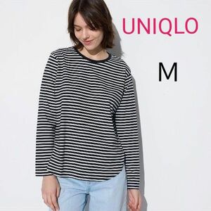 ■未使用UNIQLO ボーダーカットソー　ソフトコットンボーダーラウンドヘムT