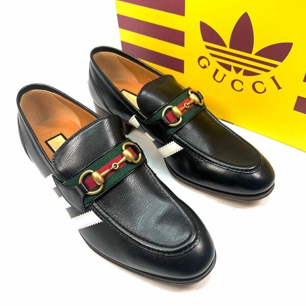 GUCCI adidas コラボ　ビットローファー　シェリーライン　革靴　6 1/2 25.5cm メンズ　靴　シューズ