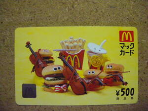 mcdo・1701　オーケストラ　未使用　500円　マックカード