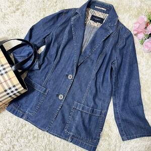 L size beautiful goods BURBERRY Burberry London Denim jacket tailored jacket g Jean 40noba check outer spring ko-te