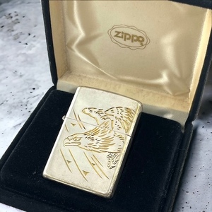 4T4★ZIPPO/ジッポー★ STERLING スターリング シルバー 1992年 イーグル 鷹 オイルライター