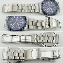 SEIKO セイコー クロノグラフ 100m 7T92-0CF0 青文字盤 メンズ腕時計 クォーツ【k3445】_画像8