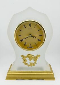 SEIKO セイコー 置き時計 DECOR ガラス 金文字盤 インテリア ゴールド コレクション 置物 稼動品(k5917-n148)