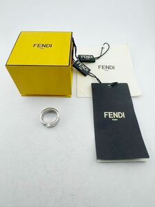 FENDI フェンディ FFロゴ リング 指輪 Sサイズ　シンプル　シルバー　箱付き IT0722【k3411】