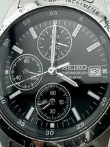 SEIKO セイコー クロノグラフ 7T92-0DW0 デイト 文字盤ブラック QUARTZ クォーツ メンズ 腕時計【k3442】_画像3