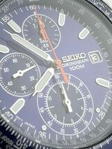 SEIKO セイコー クロノグラフ 100m 7T92-0CF0 青文字盤 メンズ腕時計 クォーツ【k3445】_画像7