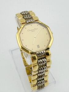 Christian Dior クリスチャン・ディオール 45.134 クォーツ レディース 腕時計 ゴールド×シルバー ゴールド文字盤【k3476】