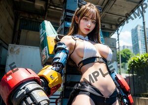 【高画質】サイボーグ 美少女 巨乳 ポスター イラスト アート 美女 セクシー 機械少女 アンドロイド グラビア CY0104