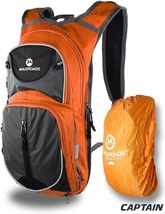 サイクリングバッグ オレンジ 専用レインカバー付き 10L-12L 軽量コンパクト リュック バックパック リュックサック_画像1
