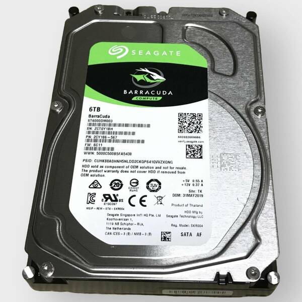 M2692 Seagate BarraCuda 6TB ST6000DM003 SATA HDD 使用11294時間 全国送料無料