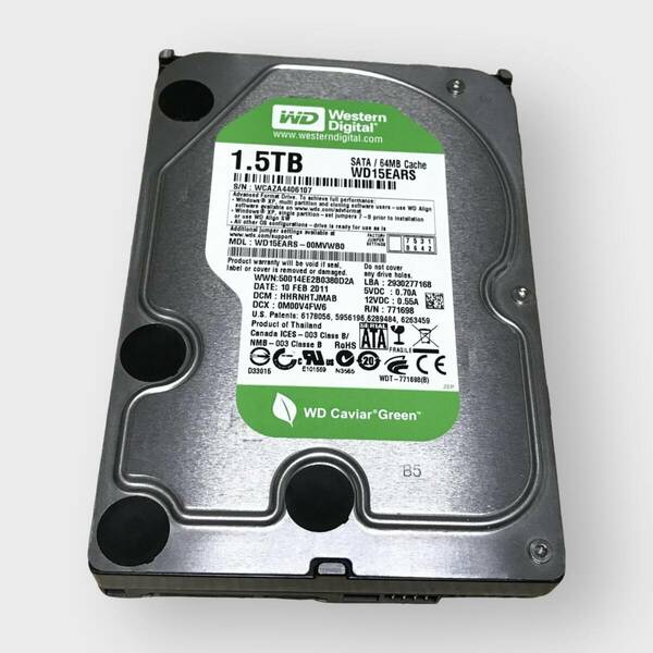 M2750 Western Digital WD15EARS HDD 3.5インチ HDD 1500GB SATA 使用 27671時間 全国送料無料