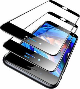 在庫処分 2枚入り 黒枠 3D iPhone SE3 (2022) ガラス フィルム アイフォン 衝撃吸収 カバー 曲面 画面 シート シール Glass Film 9H