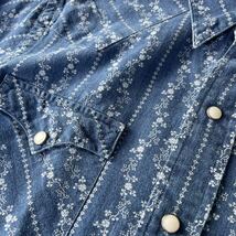 Polo Ralph Lauren × Naiomi Grass “Indigo Western Shirt” S ナバホ ストライプ インディゴ ウエスタン シャツ ネイティブ リネン RRL_画像3