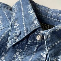 Polo Ralph Lauren × Naiomi Grass “Indigo Western Shirt” S ナバホ ストライプ インディゴ ウエスタン シャツ ネイティブ リネン RRL_画像4