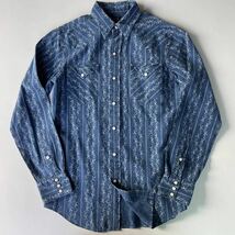 Polo Ralph Lauren × Naiomi Grass “Indigo Western Shirt” S ナバホ ストライプ インディゴ ウエスタン シャツ ネイティブ リネン RRL_画像2