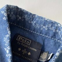 Polo Ralph Lauren × Naiomi Grass “Indigo Western Shirt” S ナバホ ストライプ インディゴ ウエスタン シャツ ネイティブ リネン RRL_画像7