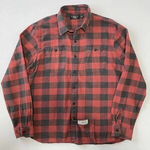 RRL “Plaid Twill Work Shirt” XL バッファロー チェック ワーク シャツ 黒 赤 Ralph Lauren ヴィンテージ ベッカム