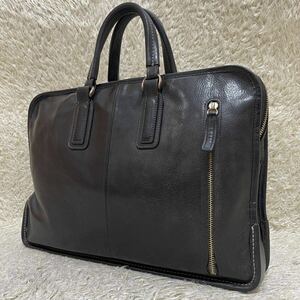《美品》土屋鞄 ウルバーノ アーバン ブリーフケース レザー ビジネスバッグ オールレザー 本革 A4収納 ステッチ メンズ ブラック 黒