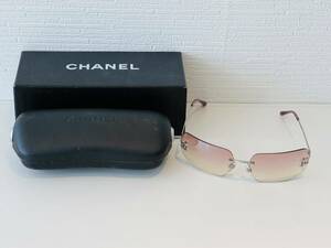 CHANEL シャネル 4017-D c124/58 62 17 シルバーフレーム グラデーションピンク ラインストーン ココマーク サングラス 美品