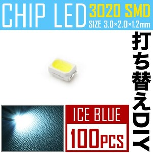 LEDチップ SMD 3020 アイスブルー 水色 100個 打ち替え 打ち換え DIY 自作 エアコンパネル メーターパネル スイッチ