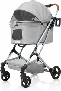  new goods pet Cart dog for stroller dog buggy 4 wheel folding dog for Cart nursing for Cart pet Carry cat dog combined use gray 
