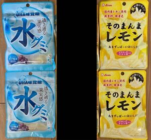 お菓子 ひとくちスィーツ UHA味覚糖水グミ巨峰味 LION国産レモン そのまんまレモン