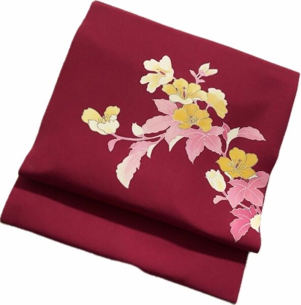【379】名古屋帯 名古屋仕立て 赤紫 着物・小紋・紬やリメイクなどに
