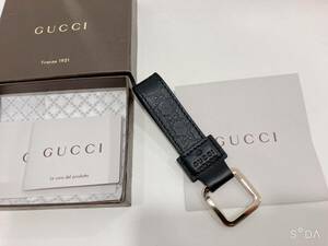 *[ не использовался ] Gucci GUCCI микро sima брелок для ключа кольцо для ключей кожа Италия производства оттенок черного мужской с коробкой 