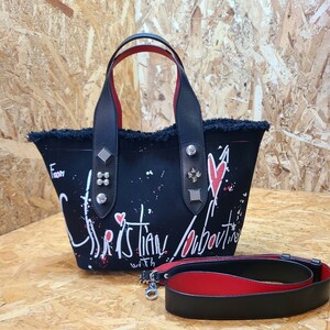 Christian Louboutin Christian Louboutin Frangibus small black tote bag canvas 2Way