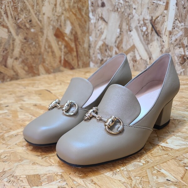 GUCCI 466701 ホースビット チャンキーヒール パンプス ゴールド金具 34 1/2