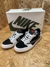 未使用【NIKE × Travis Scott トラヴィススコット】箱 タグ 替え紐付 DZ4137-106 WMNS AIR JORDAN 1 LOW OG SP Medium Olive 28.5cm_画像1