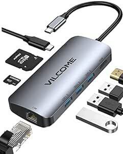 USB C ハブ Vilcome 8in1 Type C ハブ マルチポート 変換 アダプター ドッキングステーション【100