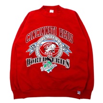 USA製 MLB CINCINNATI REDS ベースボールプリントスウェット XL レッド コットン 裏起毛 LOGO7ボディ 90年代_画像1