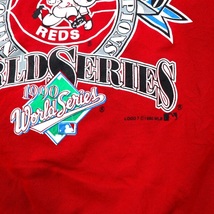 USA製 MLB CINCINNATI REDS ベースボールプリントスウェット XL レッド コットン 裏起毛 LOGO7ボディ 90年代_画像7