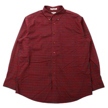 L.L.BEAN タータンチェック ボタンダウンシャツ L レッド コットン WRINKLE RESISTANT TRADITIONAL FIT スリランカ製_画像2